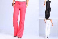 Pantalón ancho 100% lino, talle normal