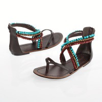 Sandalias de perlas y piel